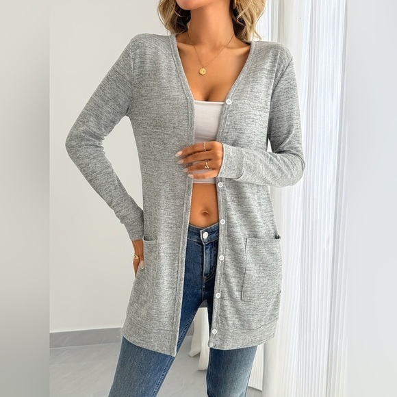 A Classy Chic Boutique Sweaters - Open Front Longline Cardigan with Side Pockets